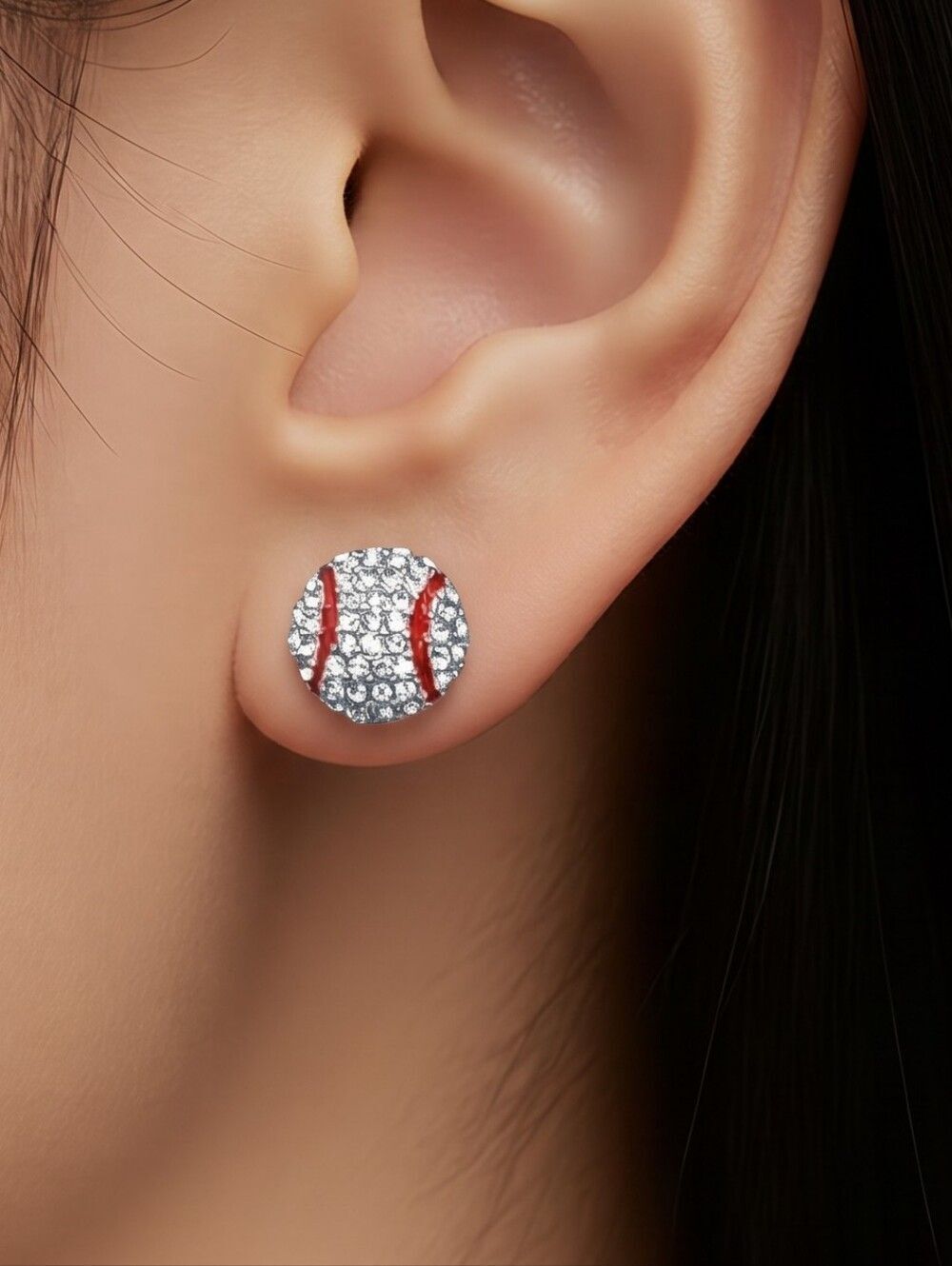 BASEBALL Sparkly Sports CZ Stud Earrings Mom Sister Team Jewelry